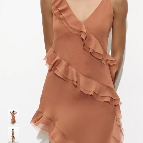 Zara Dresses & Skirts - Zara Ruffled Mini Dress in Brown